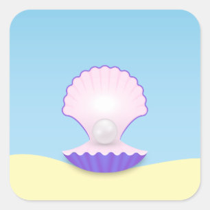 Delicate Seashell Square Sticker