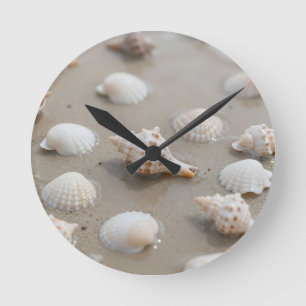 Delicate Seashells Beach Serenity Round Clock