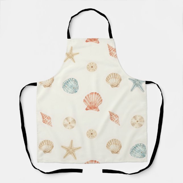Delicate Seashells Seamless Pattern Apron (Front)