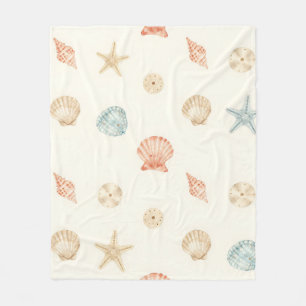 Delicate Seashells Seamless Pattern Fleece Blanket