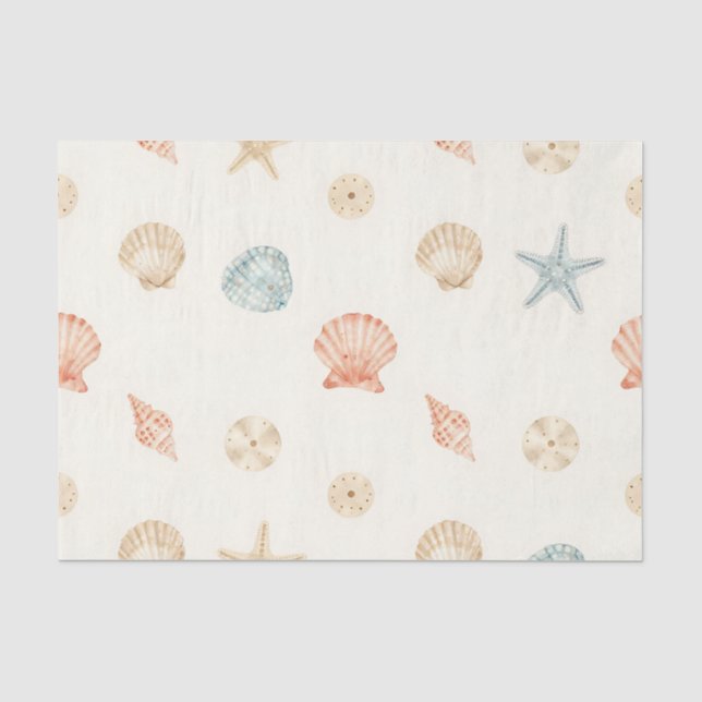 Delicate Seashells Seamless Pattern Tissue Paper (Front)