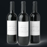 Delicate Silver Calligraphy Bridesmaid Proposal Wine Label<br><div class="desc">This delicate silver calligraphy bridesmaid proposal wine label is perfect for a modern wedding. The romantic minimalist design features lovely and elegant silver grey typography on a white background with a clean and simple look.</div>