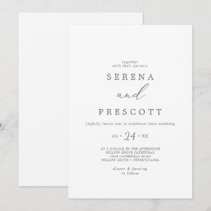 Delicate Silver Calligraphy Casual Wedding Invitation