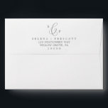 Delicate Silver Calligraphy Monogram Wedding Envelope<br><div class="desc">This delicate silver calligraphy monogram wedding envelope is perfect for a modern wedding. The romantic minimalist design features lovely and elegant silver grey typography on a white background with a clean and simple look. Personalise the envelope flap with your monogram and return address.</div>