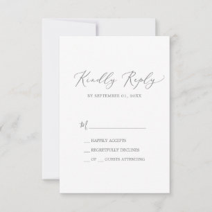 Delicate Silver Calligraphy Simple RSVP Card