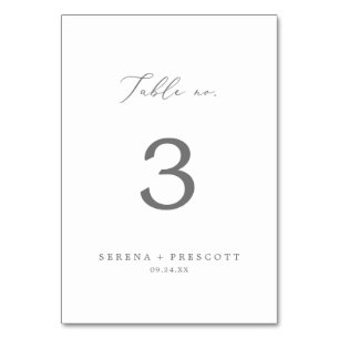 Delicate Silver Calligraphy Table Number