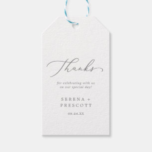 Delicate Silver Calligraphy Thank You Favour Gift Tags
