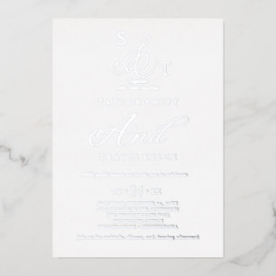 Delicate Silver Foil   Formal Monogram Wedding