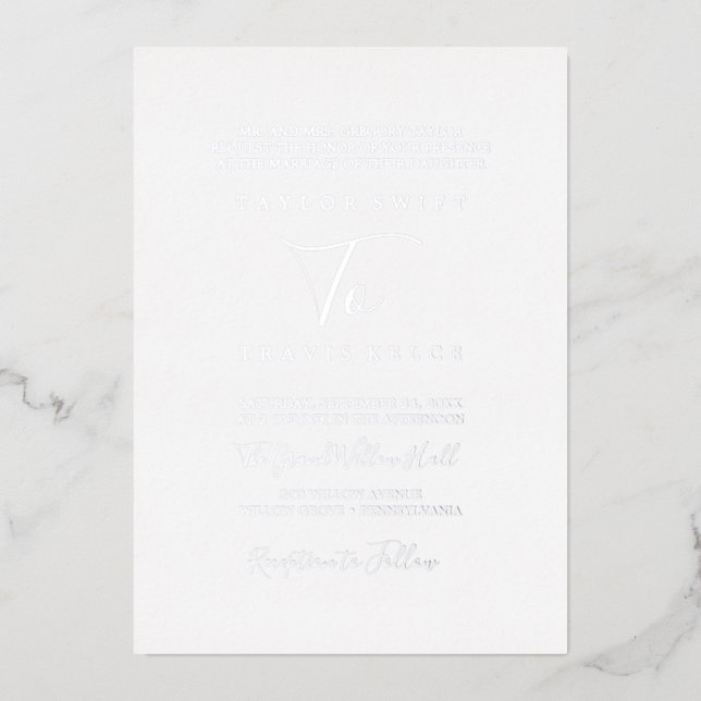 Delicate Silver Foil | Grey Traditional Wedding (Front)