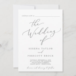 Delicate Silver Guest Name All In One Wedding Invitation