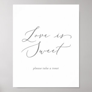 Delicate Silver Love Is Sweet Wedding Sign