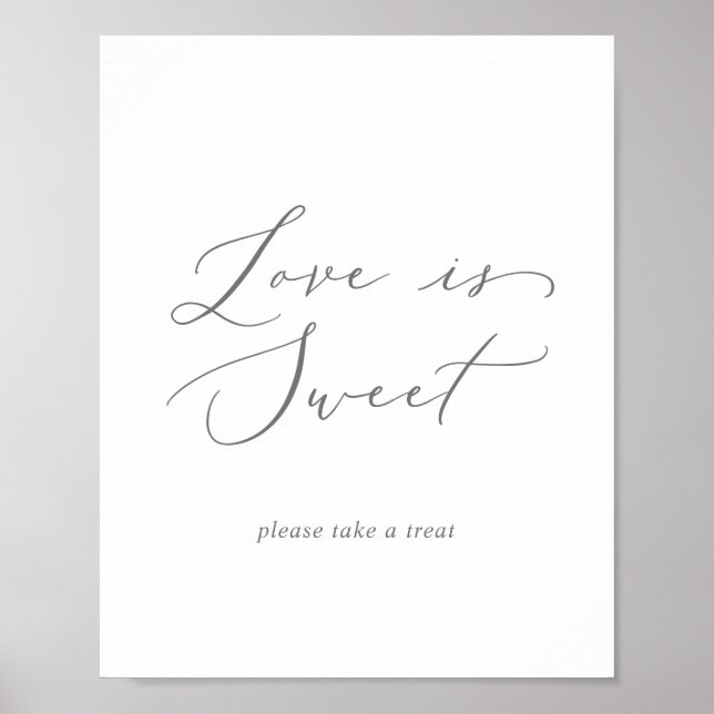 Delicate Silver Love Is Sweet Wedding Sign (Front)