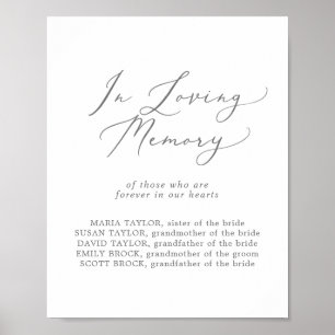 Delicate Silver Loving Memory Wedding Memorial Poster