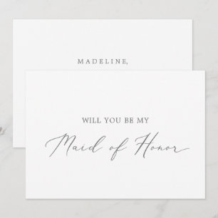 Delicate Silver Maid of Honour Proposal Card