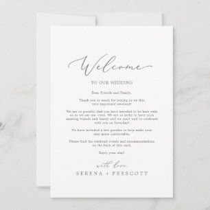 Delicate Silver Wedding Welcome Letter & Itinerary