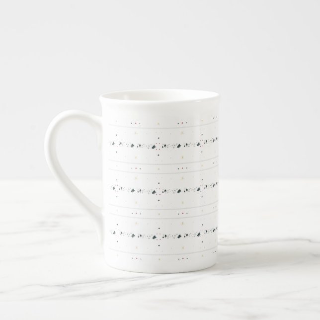 Delicate Simple Winter Pattern White Speciality Mu Bone China Mug (Left)