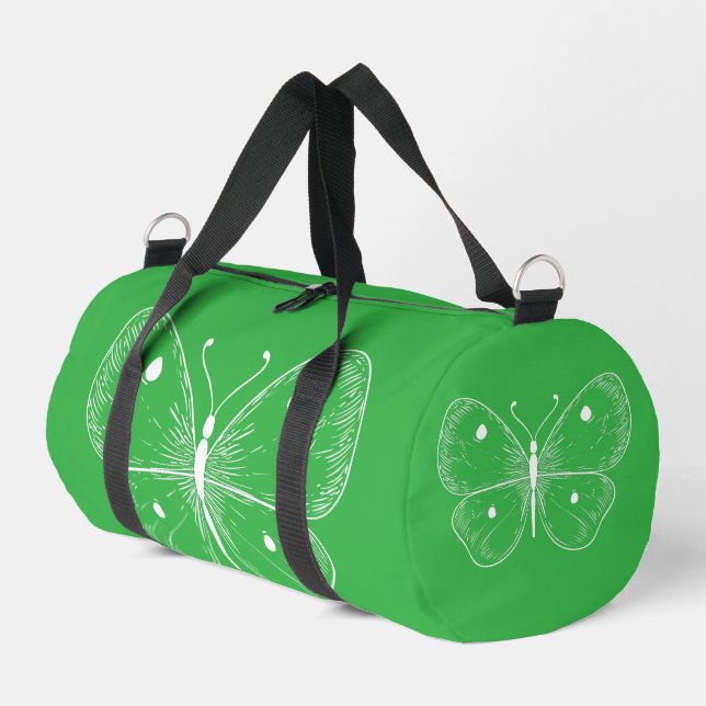 Delicate Sketch Butterfly Duffle Bag (Left Corner)