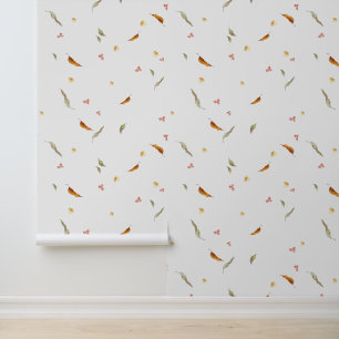 Delicate Small Flowers and Scattered Leaves  Wallpaper