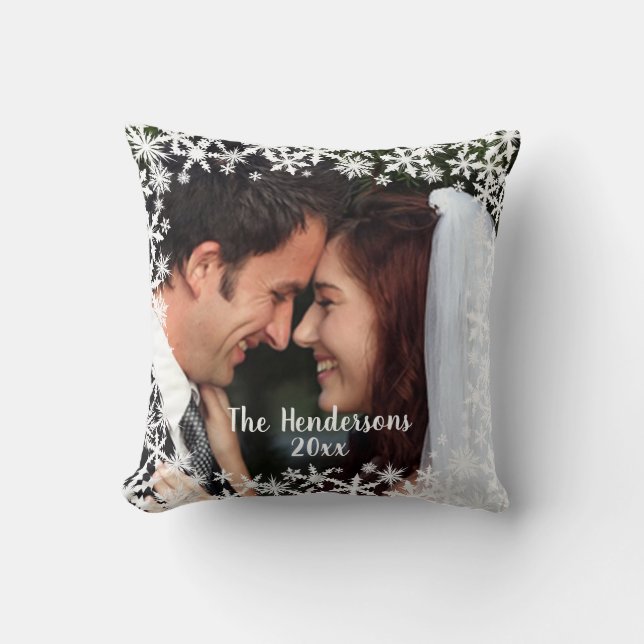 Delicate Snowflake Customisable Photo  Cushion (Front)
