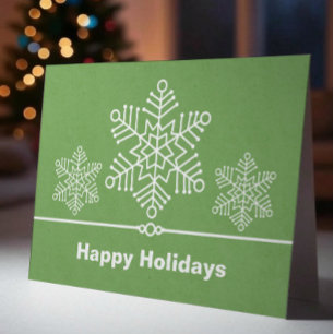 Delicate Snowflakes Christmas Card, Sage Holiday Card