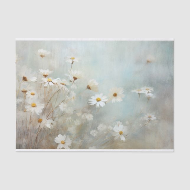 Delicate, Soft Elegant Daisy Florals Decoupage Tissue Paper (Front)