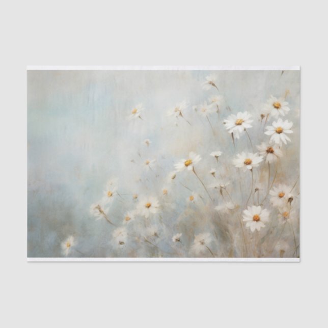 Delicate, Soft Elegant Daisy Florals Decoupage Tissue Paper (Front)