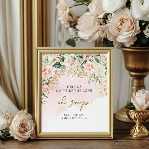 Delicate soft pastel pink roses gold Oh snap sign