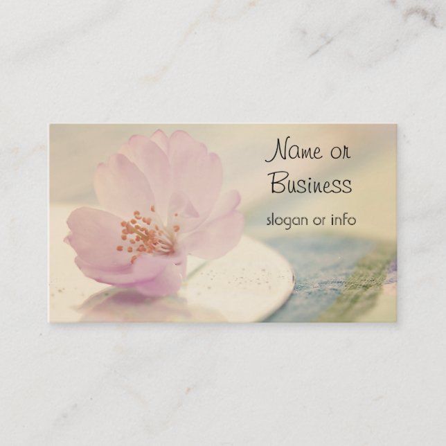 Delicate Soft Pink Cherry Blossom Flower Business Card (Front)
