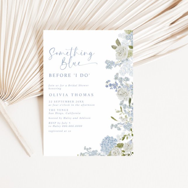 Delicate Soft Something Blue Floral Bridal Shower Invitation (Creator Uploaded)