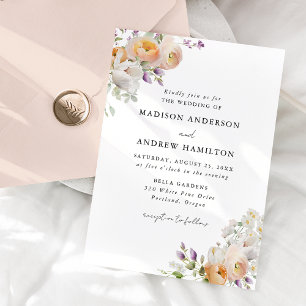 Delicate Spring Floral Bouquets Wedding Invitation