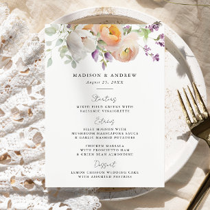 Delicate Spring Floral Wedding Menu