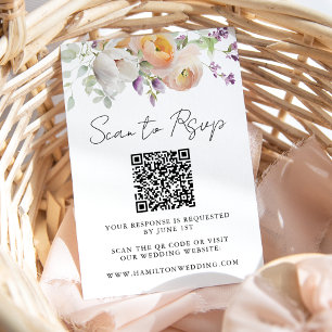 Delicate Spring Floral Wedding QR Code RSVP Card