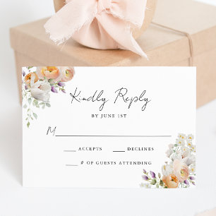 Delicate Spring Floral Wedding RSVP Card