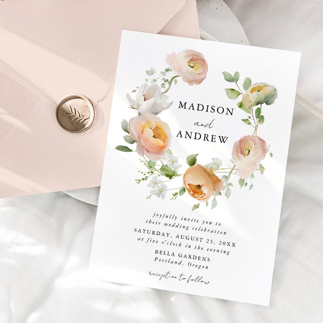 Delicate Spring Floral Wreath Wedding Invitation (Creator Uploaded)