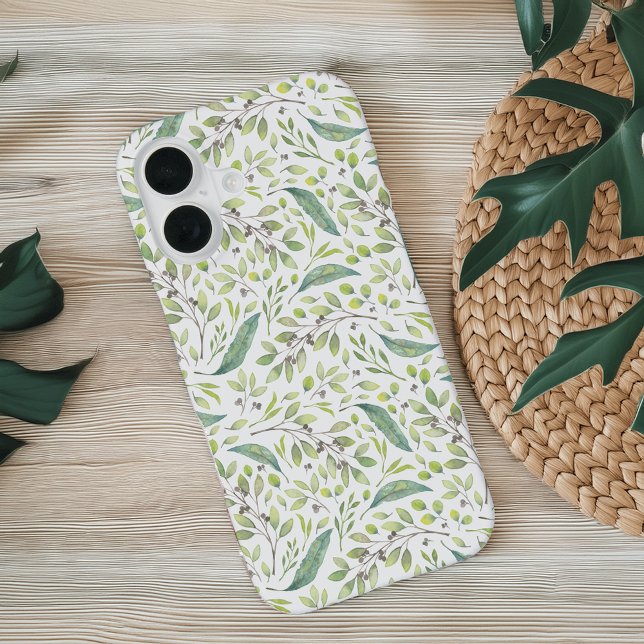 Delicate Spring Green Botanical Pattern iPhone 16 Case (Creator Uploaded)