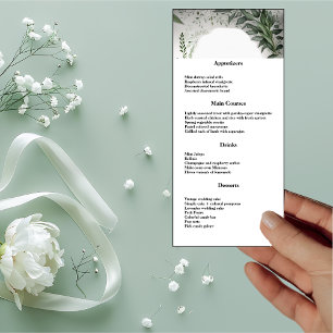 Delicate Spring Leaves Encircling Wedding Dinner Menu