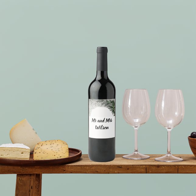 Delicate Spring Leaves Wedding  Wine Label (Creator Uploaded)