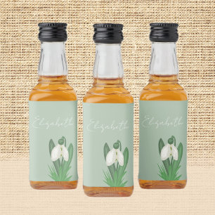 Delicate Spring Snowdrop Flower Liquor Bottle Label