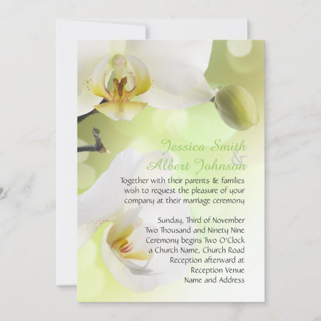 Delicate Spring White Orchids Wedding Invitation (Front)