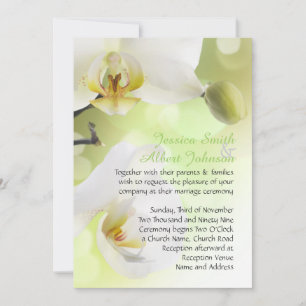 Delicate Spring White Orchids Wedding Invitation