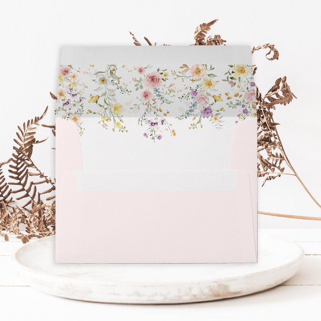 Delicate Spring Wildflowers Fairytale Wedding Envelope (Creator Uploaded)
