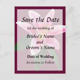 Delicate Stargazer Lily Save the Date Announcement Postcard