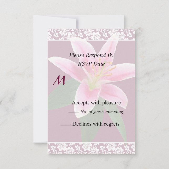 Delicate Stargazer Lily Wedding Invitation (Front)