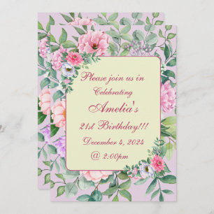 Delicate Summer Garden Party Floral Birthday Invitation
