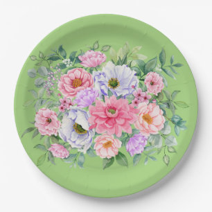 Delicate Summer Garden Party Flowers Paper Plate
