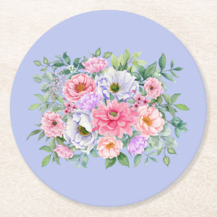Delicate Summer Garden Party Flowers Round Paper Coaster