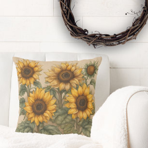 Delicate Sunflowers in Bloom  Cushion