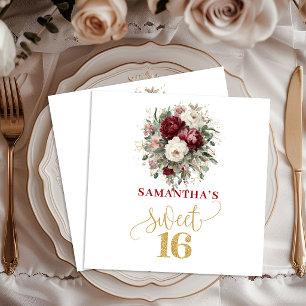 Delicate Sweet Sixteen Blush Burgundy Napkins