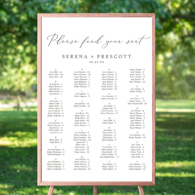 Delicate Taupe Alphabetical Seating Chart (Creator Uploaded)