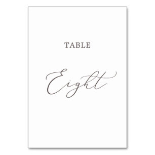 Delicate Taupe Calligraphy Table Eight Number